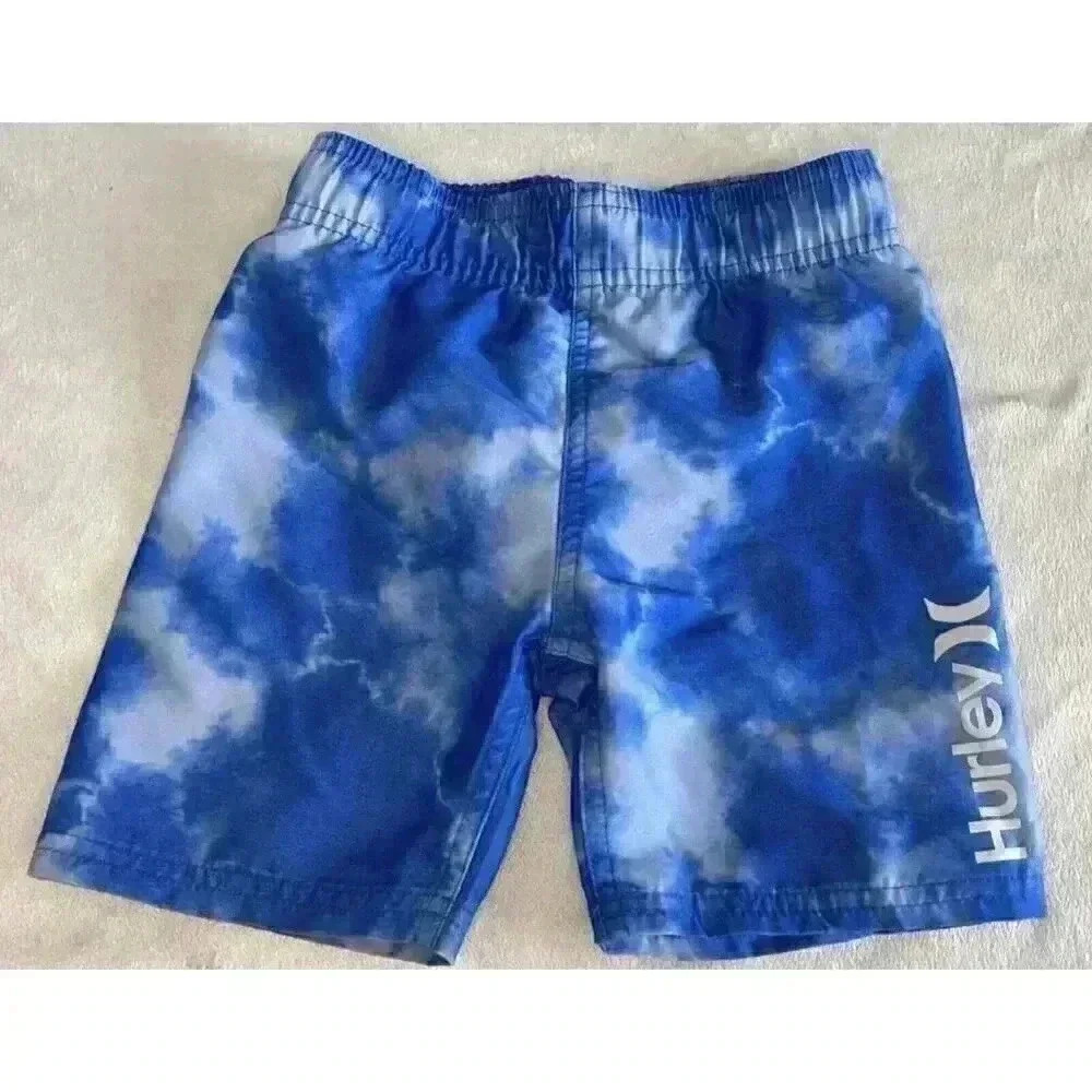 Hurley UPF 50+ Boys Navy Blue Tie Dye Swim Trunks